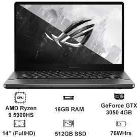 Máy tính xách tay Asus GA401Q R9 5900HS/16GB/512GB SSD/RTX3050 4GB/14" FHD IPS/FP/Túi/Win 10/Xám/2YW_GA401QC-HZ133T