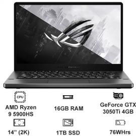 Máy tính xách tay Asus GA401Q R9 5900HS/16GB/1TB SSD/RTX3050Ti 4GB/14" WQHD IPS/FP/Túi/Win 10/Xám/2YW_GA401QE-K2097T