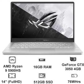 Máy tính xách tay Asus GA401Q R9 5900HS/16GB/512GB SSD/RTX3050 4GB/14" FHD IPS/FP/Túi/Win 10/Trắng/2YW_GA401QC-HZ100T