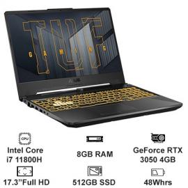 Máy tính xách tay Asus FX706H i7-11800H/8GB/512GB SSD/RTX3050 4GB/17.3" FHD IPS/Win 10/Xám/2YW_FX706HC-HX009T